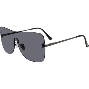 image:imageSteve Madden Womens Female Sunglasses Style Bentley Shield Shiny Gun BlackSolid Smoke 140mm 0mm