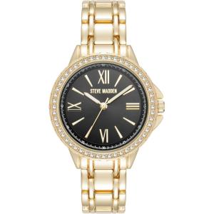 image:imageSteve Madden Womens Genuine Crystal Accented Bracelet WatchGoldBlack