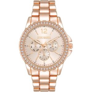 image:imageSteve Madden Womens Genuine Crystal Accented Bracelet WatchRose Gold