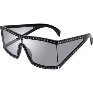 image:imageSteve Madden Womens Jagger SunglassesBlackGlitterSolid SmokeSilver Mirrored