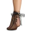 image:imageSteve Madden Womens 1Pk Pearl Bow Slouch Sock Black 911