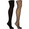 image:imageSteve Madden womens 2pk Leopard Open Work and Solidopaque Tight Sm42402Tights