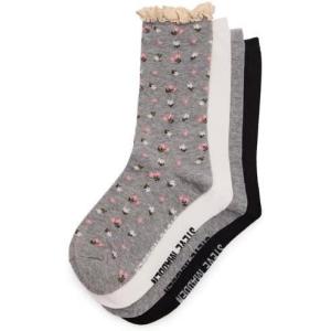 image:imageSTEVE MADDEN 4PK DITSY FLORAL CROCHET WELT CREW HEATHER GREY 4PK 911
