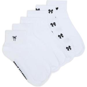 image:imageSTEVE MADDEN Womens 6Pk Bow Embroidery Athletic Quarter White 911