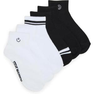 image:imageSTEVE MADDEN Womens 6Pk Smiley Emb Athletic Quarter White Black 911