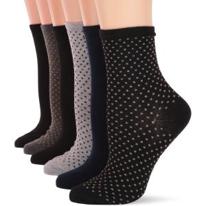 image:imageSteve Madden Legwear Womens 6PK Crews with Dots and Solid SM45141 Black Navy Gray 911