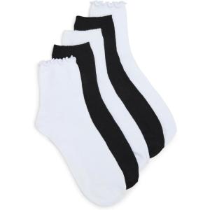 image:imageSteve Madden Womens 5pk Lettuce Edge Rib AnkletWhite  Black