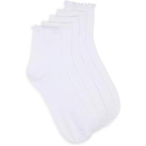 image:imageSteve Madden Womens 5pk Lettuce Edge Rib AnkletWhite