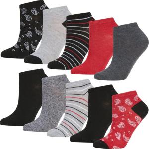 image:imageSteve Madden Womens Low Cut Socks 10 Pairs  Athletic Comfy Breathable Sports Socks with Fun Patterns Red Multi