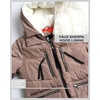 image:imageSteve Madden Womens Winter Coats  Midlength Parka Jackets for Women Insulated Quilted Puffer Jacket Womens Faux Sherpa HoodSand