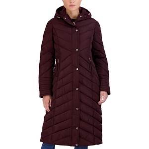 image:imageMadden Girl Womens Maxi Puffer Winter Coats  Long Quilted Jackets for Women Weather Resistant Puffer Parka Hooded JacketMerlot