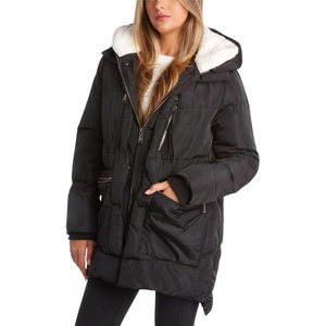 image:imageSteve Madden Womens Winter Coats  Midlength Parka Jackets for Women Insulated Quilted Puffer Jacket Womens Faux Sherpa HoodBlack