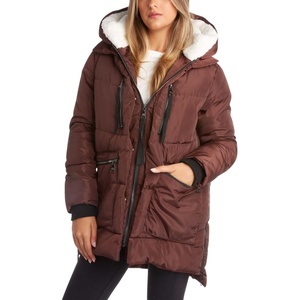 image:imageSteve Madden Womens Winter Coats  Midlength Parka Jackets for Women Insulated Quilted Puffer Jacket Womens Faux Sherpa HoodBrown